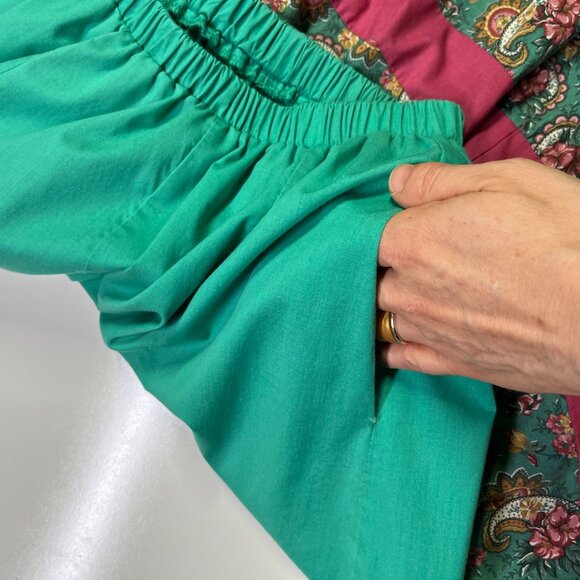 Vintage Carefree Fashions Green Squaredancing Skirt Pull-On - Picture 6 of 7